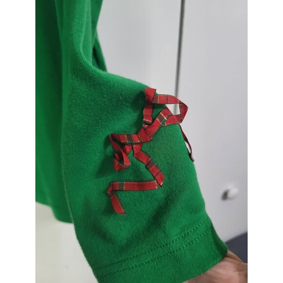 Paradise Bay Misses Size LG Christmas Holiday Reindeer Long Sleeve Shirt Green - Picture 6 of 11